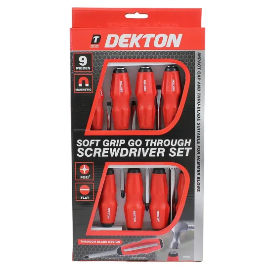DEKTON 9pc Soft Grip Impact Pound Through Screwdrivers set DEKTON 9pc Soft Grip Impact Pound Through Screwdrivers set