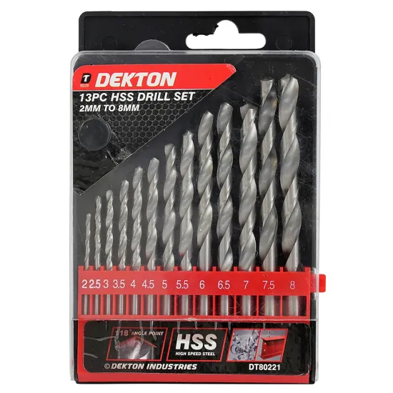 DEKTON 2mm - 8mm HSS Drill Bit set - 13Pc SET DEKTON 2mm - 8mm HSS Drill Bit set - 13Pc SET