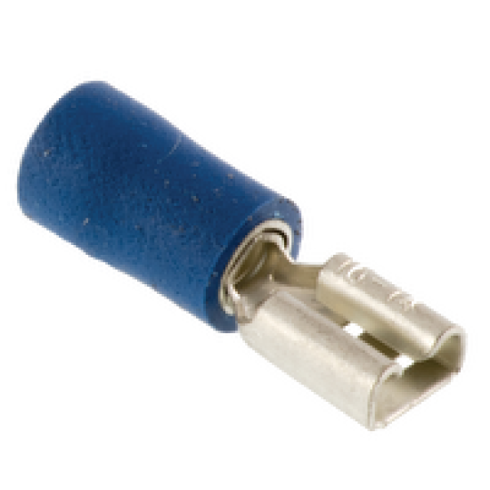 Female Spade Terminals Size: 6.3mm, Colour: Blue, Pack Size: 100 Auto Electrical Consumables & Supplies image