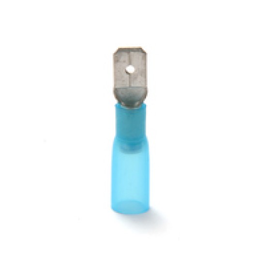 Heat Shrink Male Spade Terninals Size: 6.3mm, Colour: Blue, Pack Size: 100 image