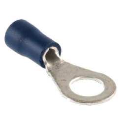 Ring Terminals Size: 6.4mm, Colour: Blue, Pack Size: 100