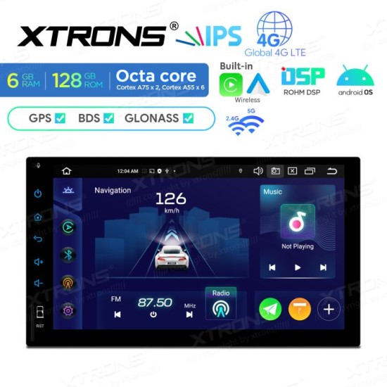 Universal Double DIN 7'' Android Car Stereo 6+128 built-in 4G CP AA DSP T610 Xtrons image