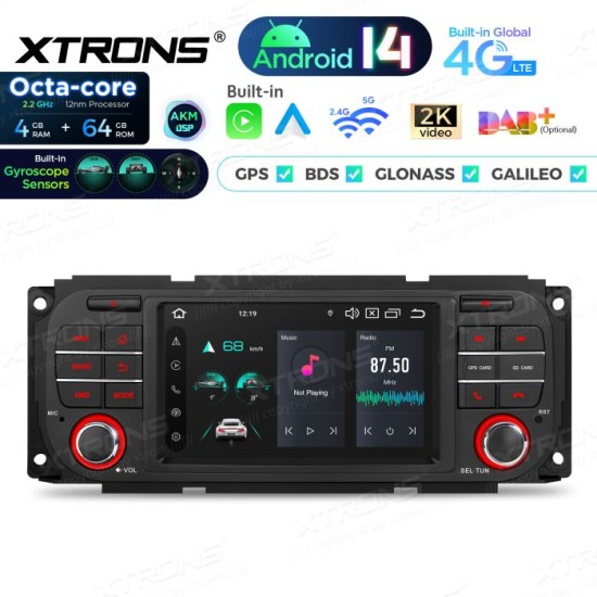 Upgrade 5'' Android 14 Octa Core 4+64 car stereo for Jeep CP AA 4G AKM DSP,gyroscope, compass image