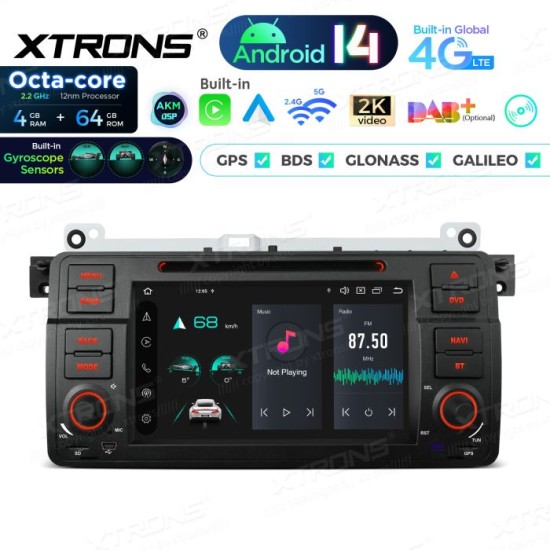Upgrade 7'' Android 14 Car Stereo for BMW E46 Octa Core 4+64 Built-in AKM DSP,CP,AA 4G, gyroscope, compass image