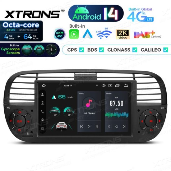 Showing image for Upgrade 7'' Android 14 Car Stereo for Fiat 500 Black Octa Core 4+64 Built-in AKM DSP,CP,AA 4G,gyroscope, compass Upgrade 7'' Android 14 Car Stereo for Fiat 500 Black Octa Core 4+64 Built-in AKM DSP,CP,AA 4G,gyroscope, compass image