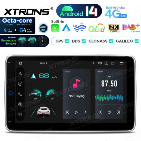 Showing image for Upgrade Universal SINGLE DIN 10.1'' Android Car Stereo Rotate Screen 4+64 built-in 4G CP AA AKM DSP 6762,gyroscope, compass Upgrade Universal SINGLE DIN 10.1'' Android Car Stereo Rotate Screen 4+64 built-in 4G CP AA AKM DSP 6762,gyroscope, compass Xtrons image
