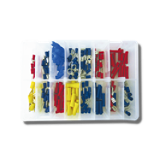 Description Fully insulated spade terminals 6.3mm Female; Blue Spade terminal 6.3mm Female; Blue Piggy back terminal 6.3mm Male; Blue Bullet terminals 5mm (Male; Blue Butt connector colour Blue Bullet terminals 4mm Male; Red Spade terminal 4.8mm Female; R