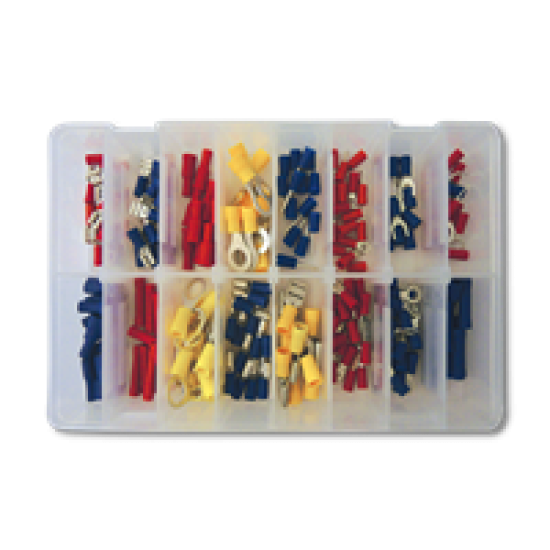 Description Fork terminals 3.7/5.3mm red Fork terminals 3.7/5.3mm blue Ring terminals 3.2/3.7/5.3/8.4mm red Ring terminals 3.2/3.7/5.3/6.4/8.4mm blue Ring terminals 5.3/6.4/10.5mm yellow Specification Box quantity: 200 Pcs Auto Electrical Consumables & Supplies image